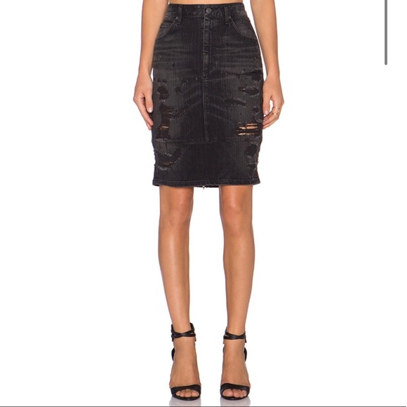 Agolde Distressed Denim Pencil Skirt Sz 25 - Picture 2 of 8